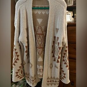 Soft fuzzy Aztec boho cardigan